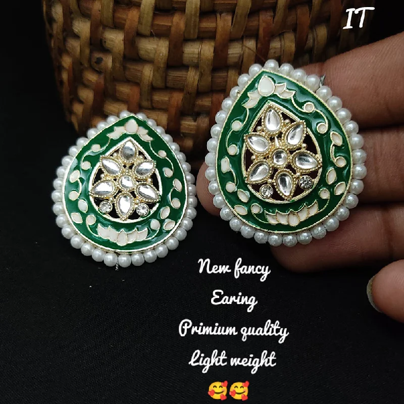 women elegant gold earrings -Lucentarts Jewellery Gold Plated Meenakari Earrings