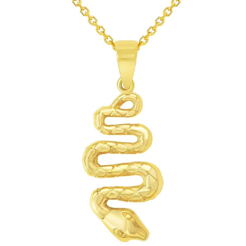 women choker necklaces -14k Yellow Gold Snake Slithering Down Pendant Necklace