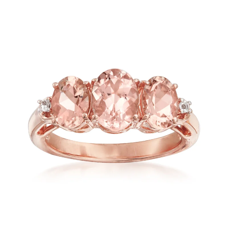 floral engagement rings -Ross-Simons Morganite Ring With White Topaz Accents in 18kt Rose Gold Over Sterling