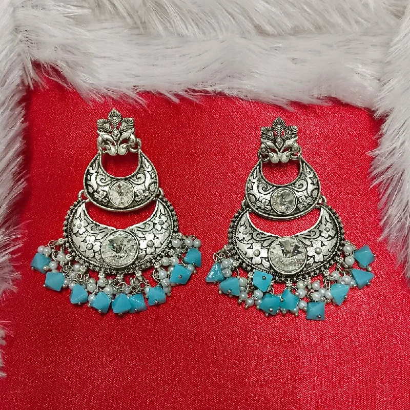 women unique gemstone earrings -Bhavi Crystal Stone Silver Plated Dangler Earrings