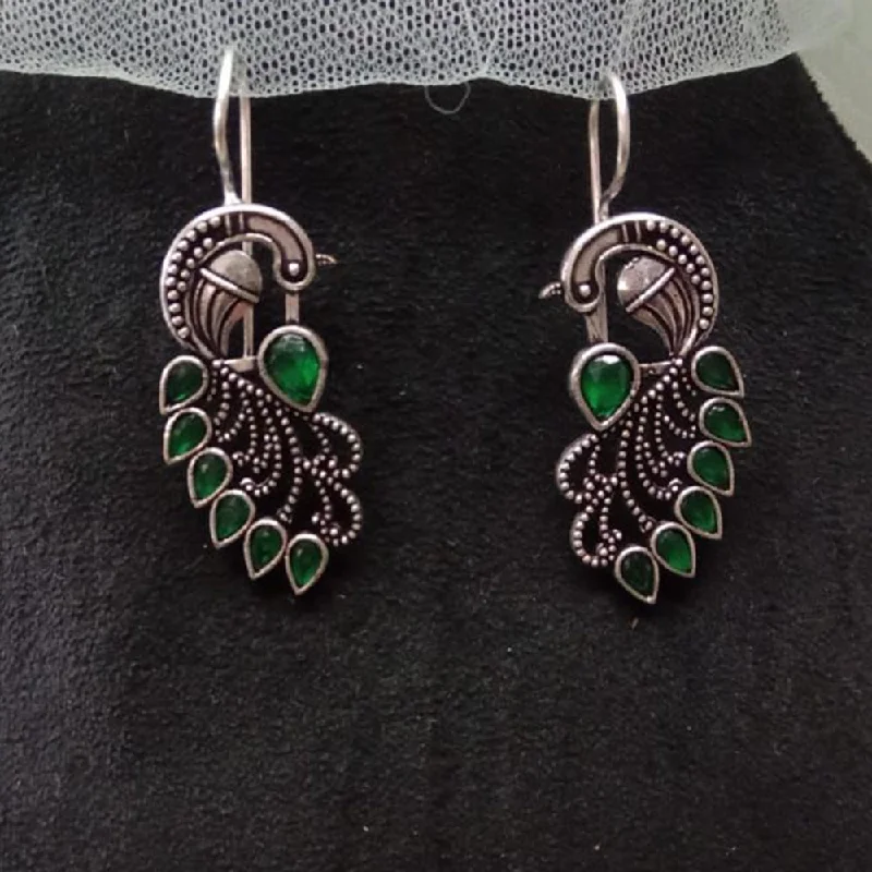 women elegant earrings -Akruti Collection Oxidised Plated Peacock Earrings