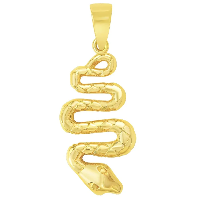 women classic gold necklaces -14k Yellow Gold Snake Slithering Down Pendant