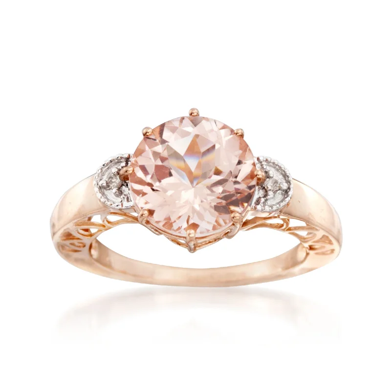 yellow diamond engagement rings -Ross-Simons Morganite Ring With Diamond Accents in 14kt 2-Tone Gold