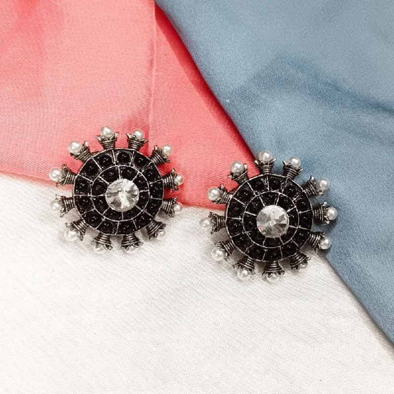 women elegant pearl earrings -Bhavi Oxidised Plated Stud Earrings