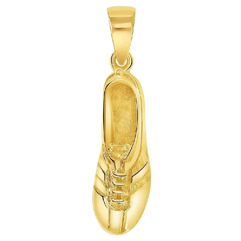 women custom engraved necklaces -Solid 14k Yellow Gold 3D Soccer Cleet Shoe Charm Football Sports Pendant