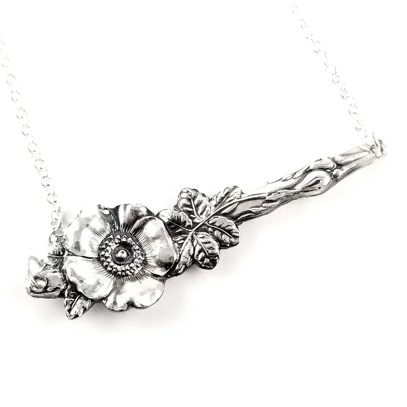 women elegant necklaces -Harlequin Wild Rose Spoon Bar Necklace