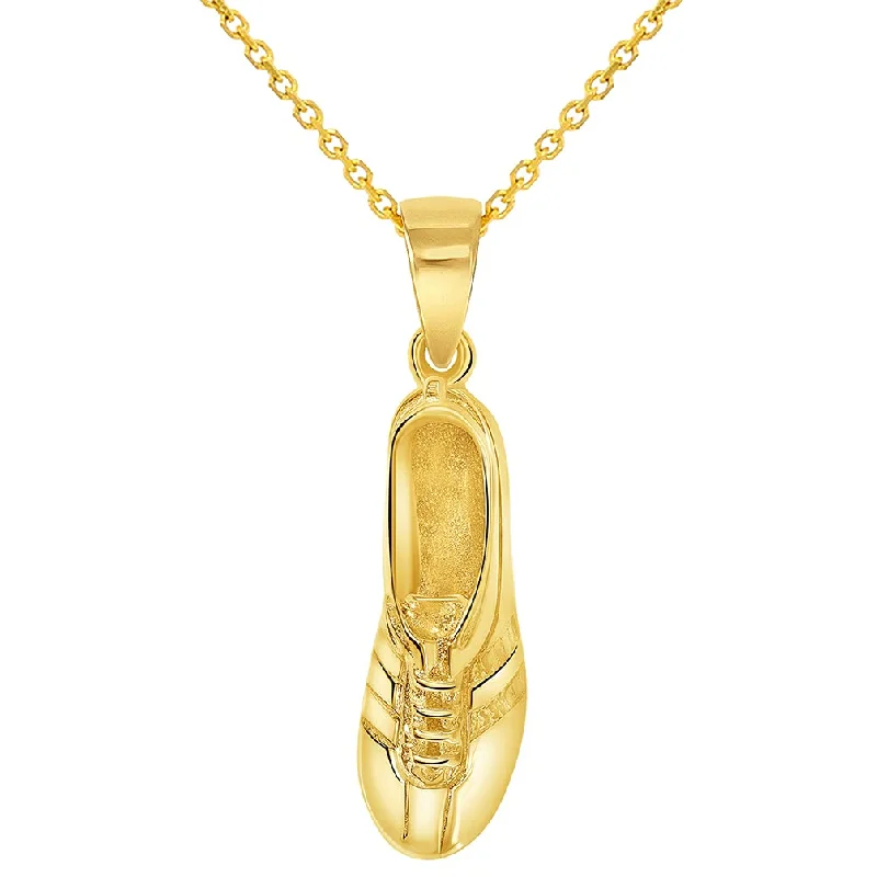 women two-tone necklaces -Solid 14k Yellow Gold 3D Soccer Cleet Shoe Charm Football Sports Pendant Necklace