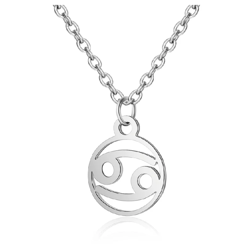 women golden flower necklaces -Children's Zodiac Sign Pendant Necklace  Cancer (June 21-July 22)