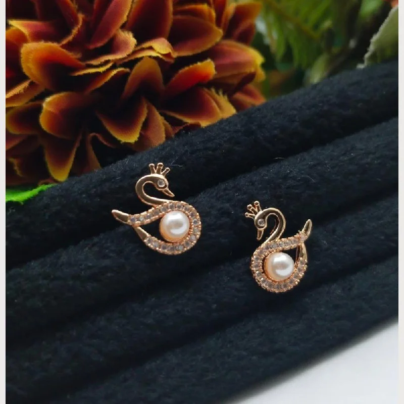 women gold dangle earrings -Aamrapali Rose Gold Plated Austrian Stone Stud Earrings