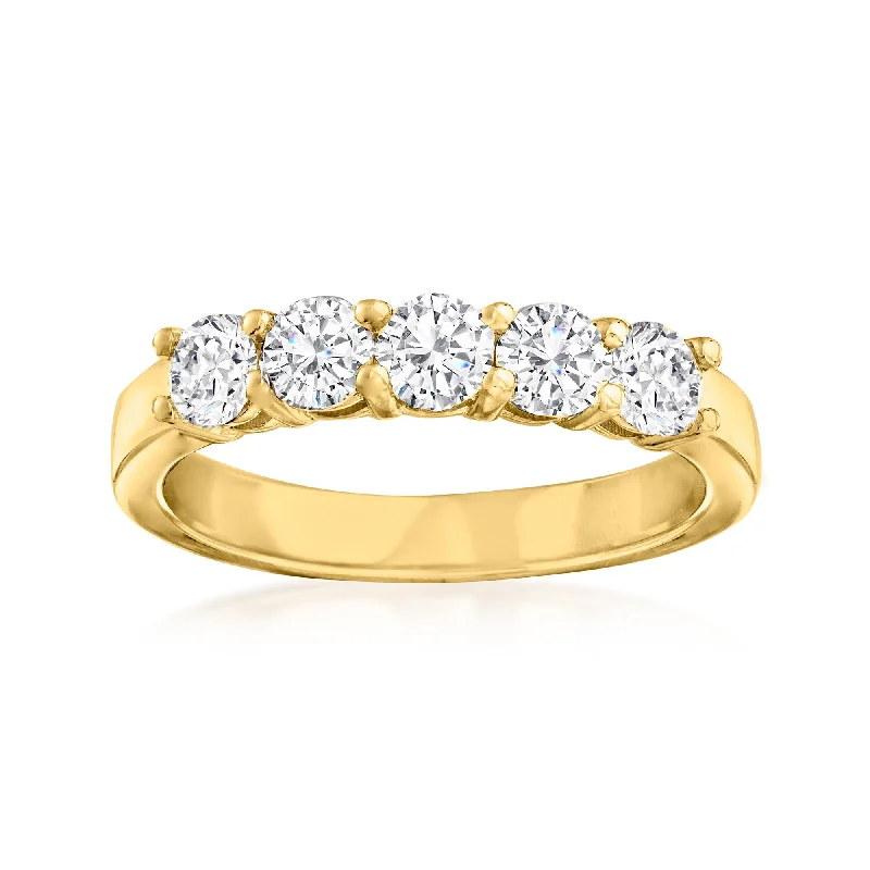 moissanite engagement rings -Ross-Simons Diamond 5-Stone Ring in 14kt Yellow Gold