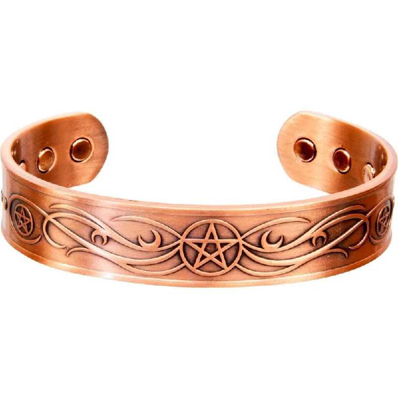 women statement bracelets -Antique Copper Magnetic Bracelet - Pentacle