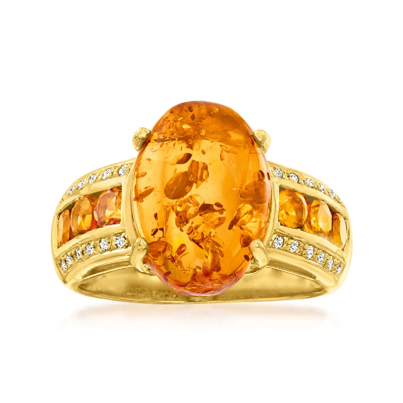 18k gold engagement rings -Ross-Simons Amber Ring With Citrines With White Topaz Accents in 18kt Gold Over Sterling