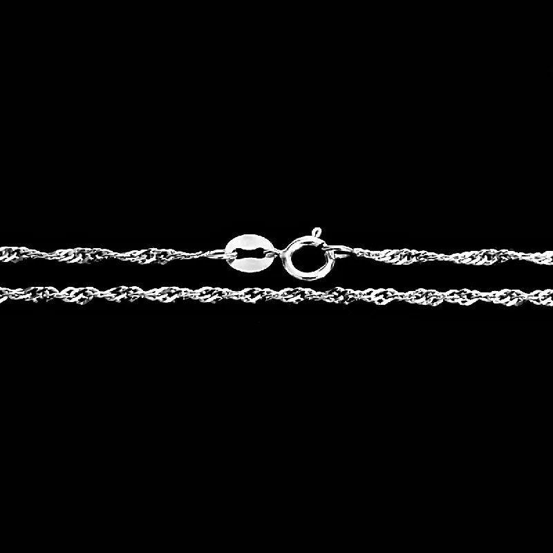 women custom charm bracelets -14K White Gold 1.5mm Singapore Rope Chain Bracelet with Spring Ring