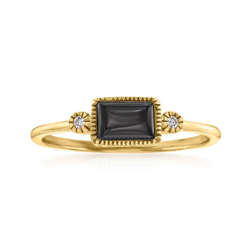 engagement rings with matching wedding band -RS Pure by Ross-Simons Black Onyx Ring in 14kt Yellow Gold