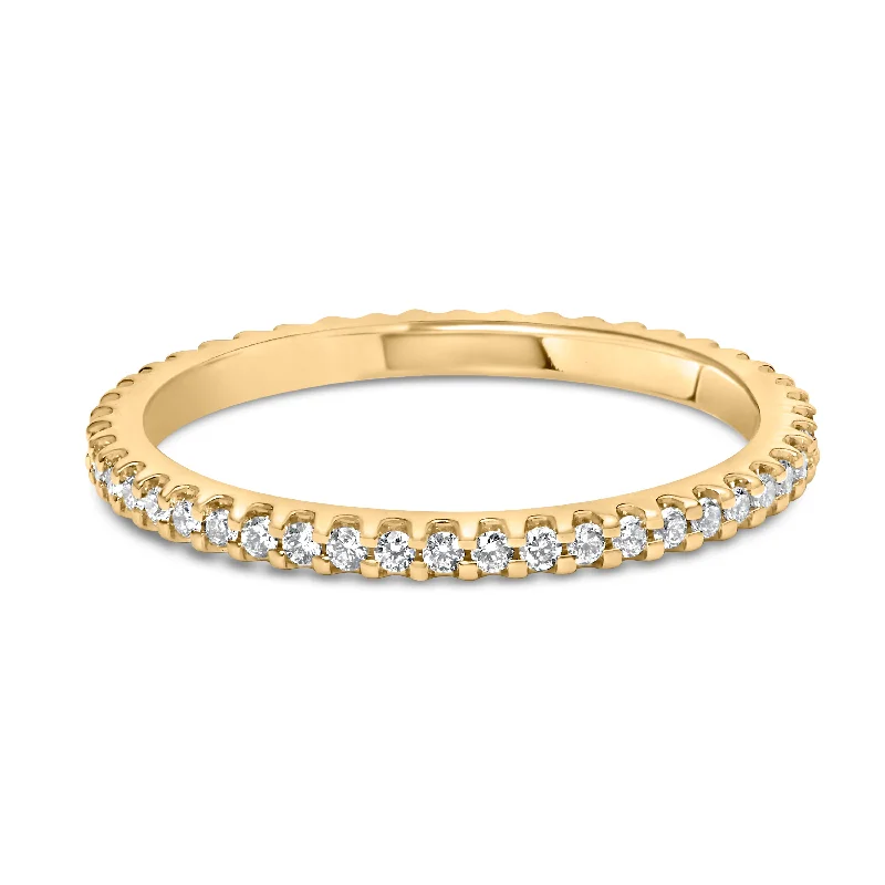 women classic engagement rings -14K Yellow Gold Shared Prong Set Round Diamond Eternity Band Ring