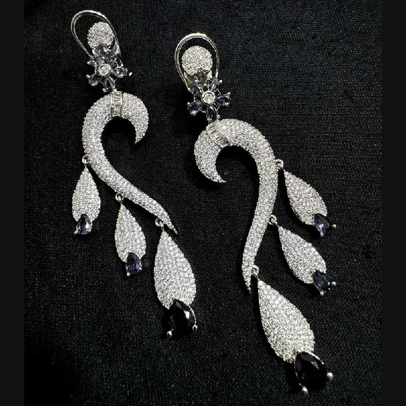 women handmade earrings -Lucentarts Jewellery Silver Plated Austrian Stone And Crystal Stone Dangler Earrings