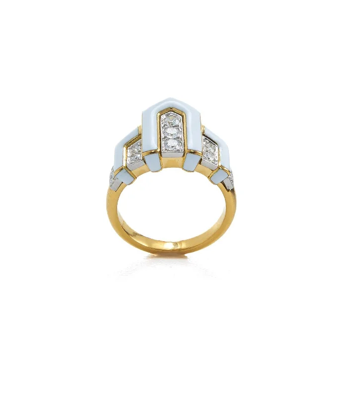 women personalized rings -Scape Ring, White Enamel