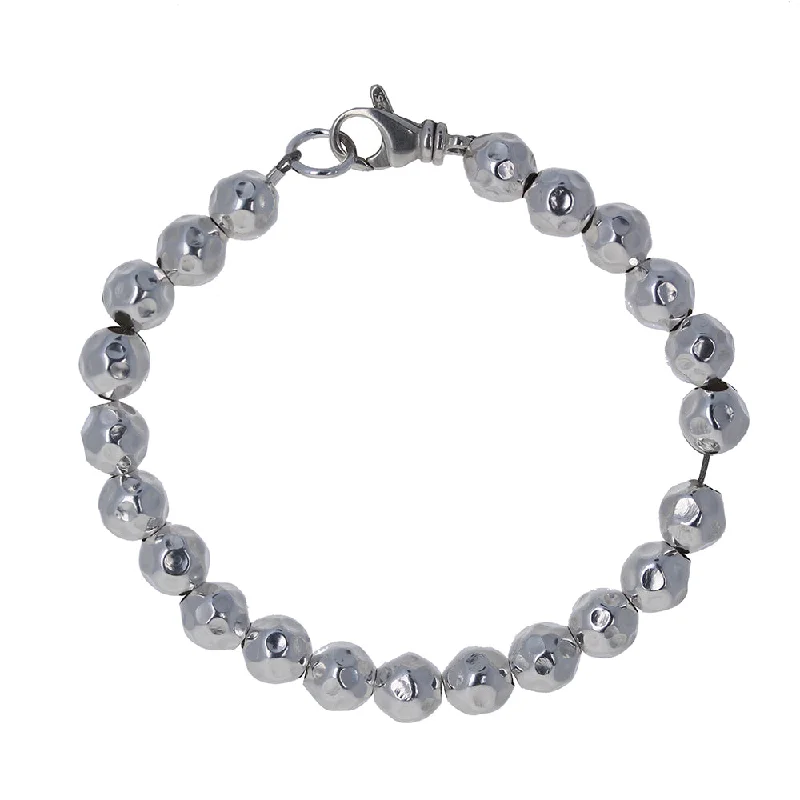 women multi-strand bracelets -8mm Hammered Bead Bracelet