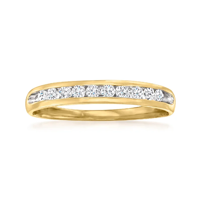 alternative engagement rings -Ross-Simons Diamond Wedding Ring in 14kt Yellow Gold