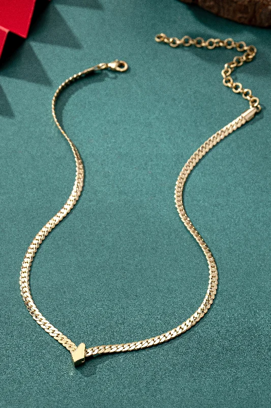 women luxury gold necklaces -Herringbone V Shape Necklace