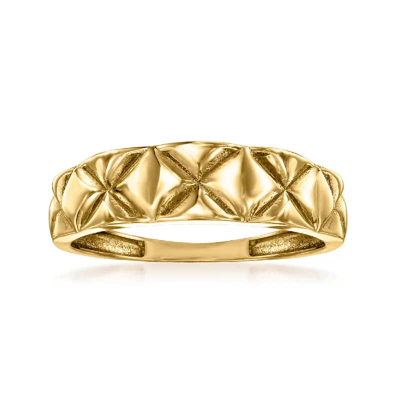 simple engagement rings with diamonds -Ross-Simons 18kt Yellow Gold Quilted X-Pattern Ring