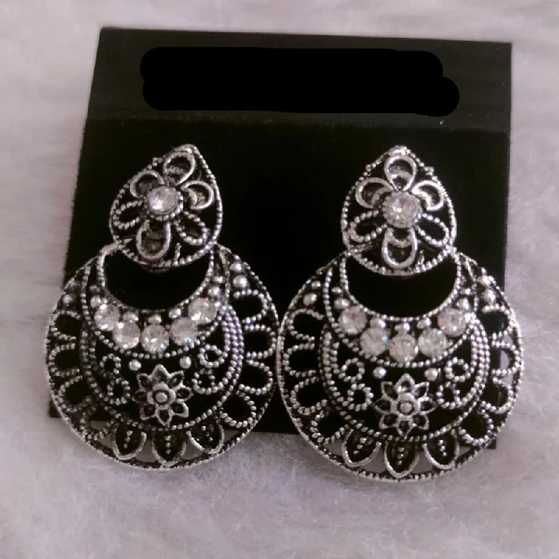 women personalized stud earrings -Khushboo Jewellers Oxidised Plated Dangler Earrings