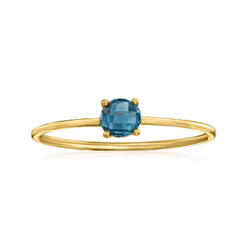 cushion diamond engagement rings -RS Pure by Ross-Simons London Blue Topaz Ring in 14kt Yellow Gold