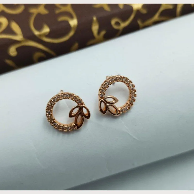 women birthstone earrings -Aamrapali Rose Gold Plated Austrian Stone Stud Earrings