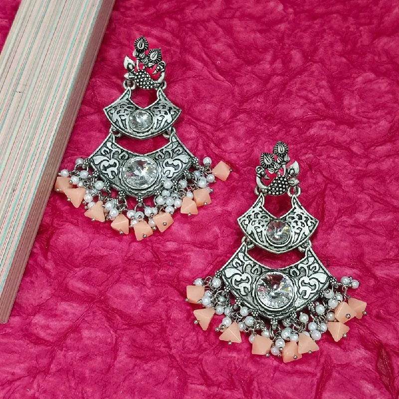 women sparkly earrings -Bhavi Crystal Stone Silver Plated Dangler Earrings