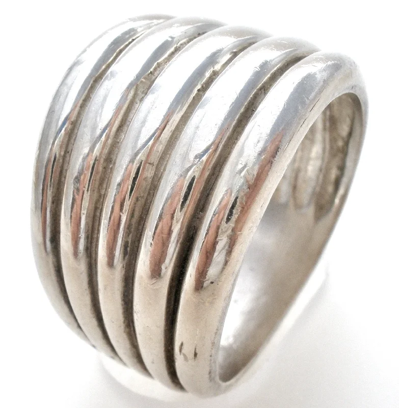 women silver rings -Stacked Band Ring Sterling Silver Size 8