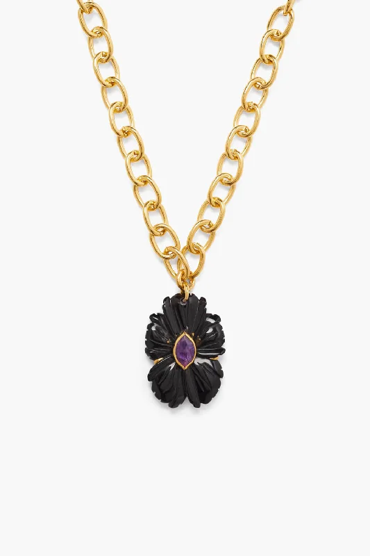 women luxury diamond necklaces -Magnolia Necklace Black Agate