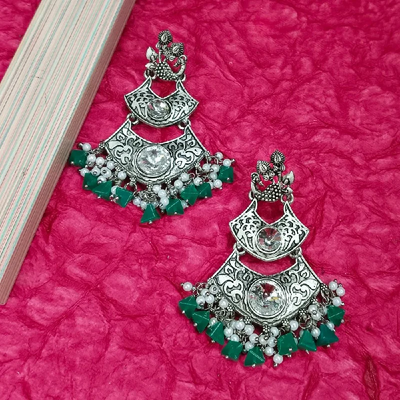 women elegant earrings -Bhavi Crystal Stone Silver Plated Dangler Earrings