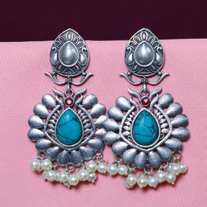 women long gemstone earrings -Akruti Collection Oxidised Plated Crystal Stone Dangler Earrings