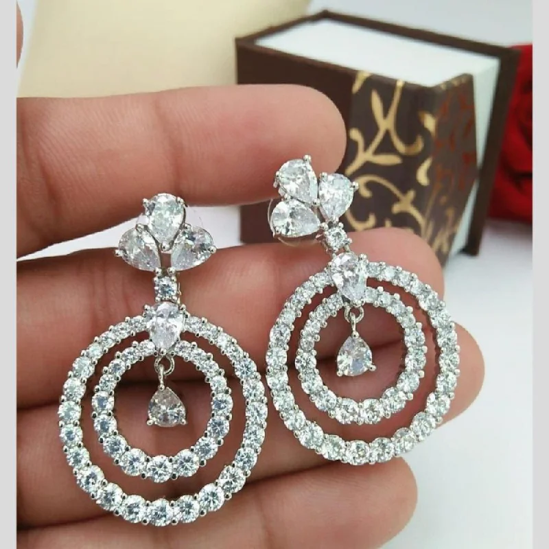 women ruby earrings -Aamrapali  Silver Plated  American  Diamond  Dangler  Earrings