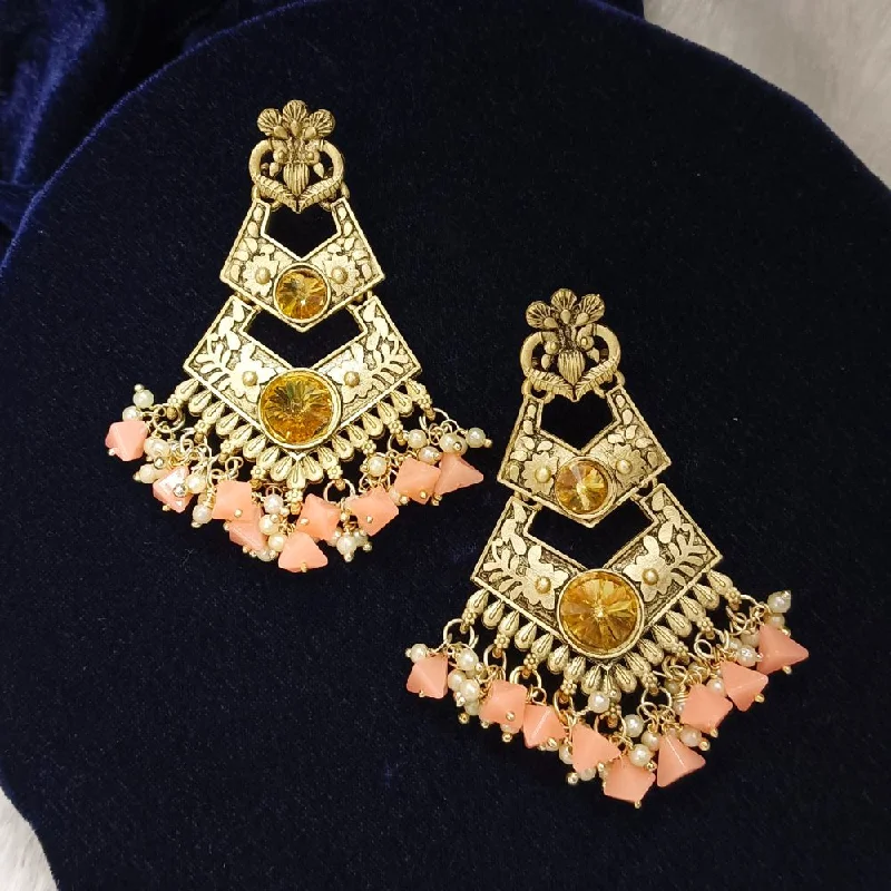 women bohemian earrings -Bhavi Crystal Stone Gold Plated Dangler Earrings