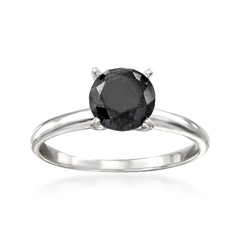 alternative gemstone engagement rings -Ross-Simons Black Diamond Solitaire Ring in 14kt White Gold