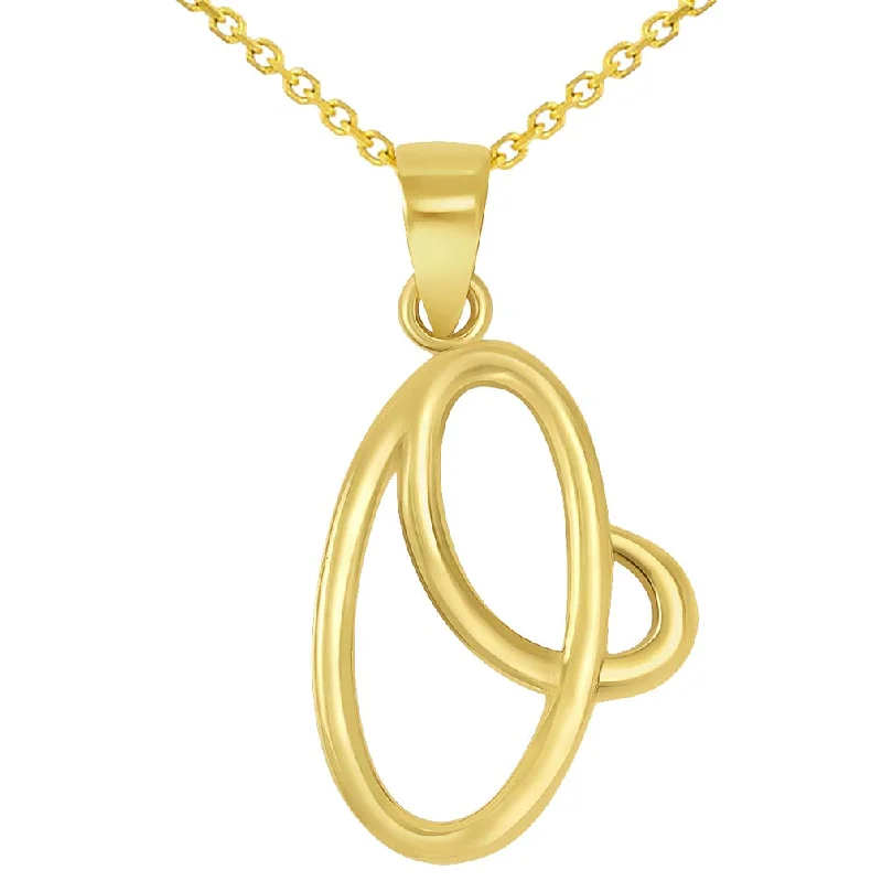 women fashion necklaces -14k Yellow Gold Elegant Script Letter O Cursive Initial Pendant Necklace