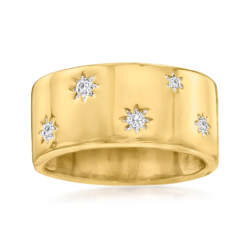 simple engagement rings -Ross-Simons Diamond Star Ring in 18kt Gold Over Sterling