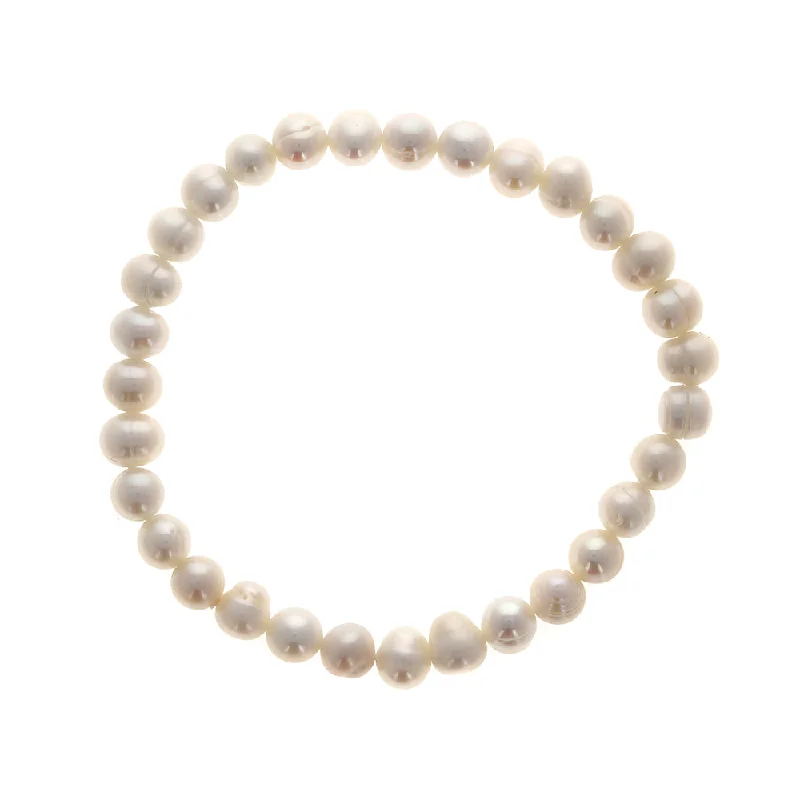 women birthstone bracelets -Small Pearl Stretch Bracelet