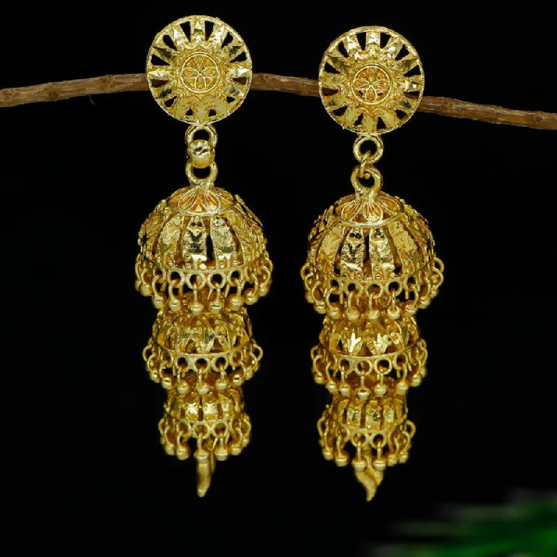 women retro earrings -Mahavir Gold Plated Jhumki Earrings