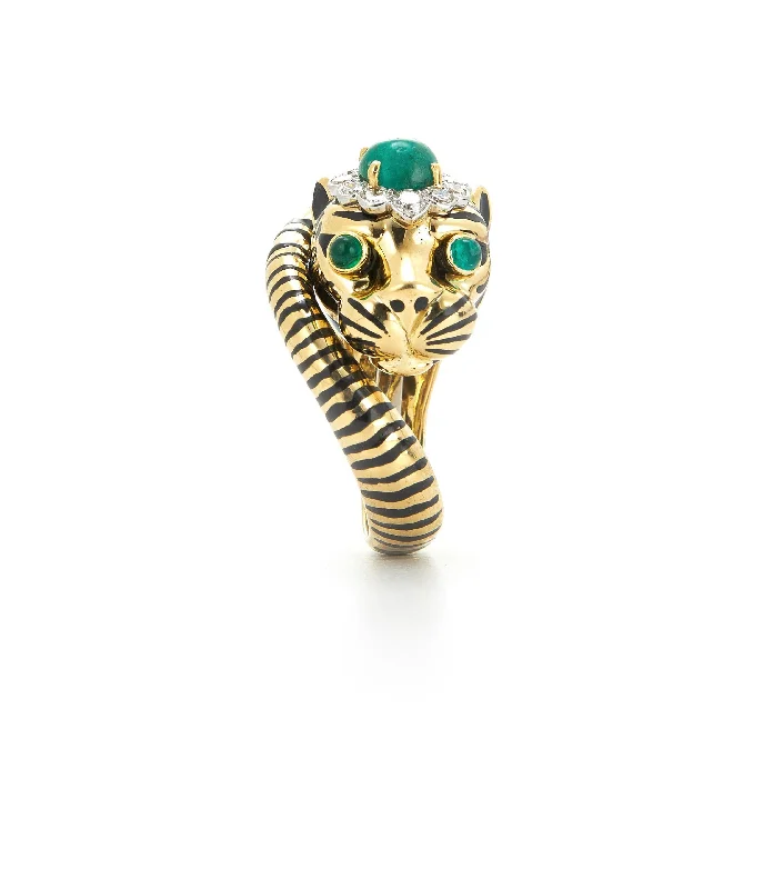 women ruby rings -Tiger Ring, Emerald Eyes