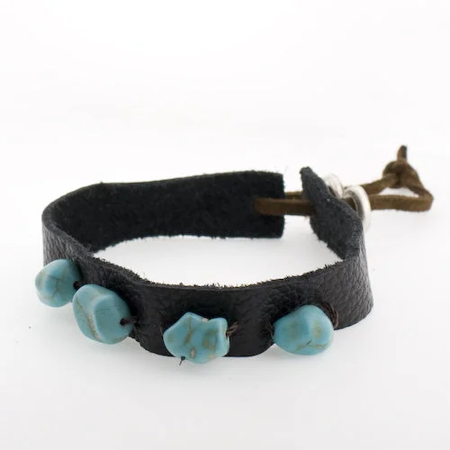 women braided bracelets -Chunk of Turquoise Fashion Bracelet