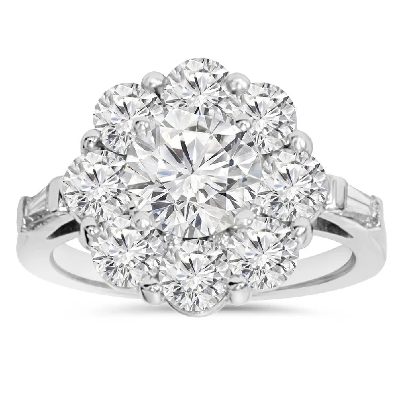 contemporary moissanite engagement rings -3Ct Diamond Anniversary Fashion Ring White Gold Lab Grown Size Selectable