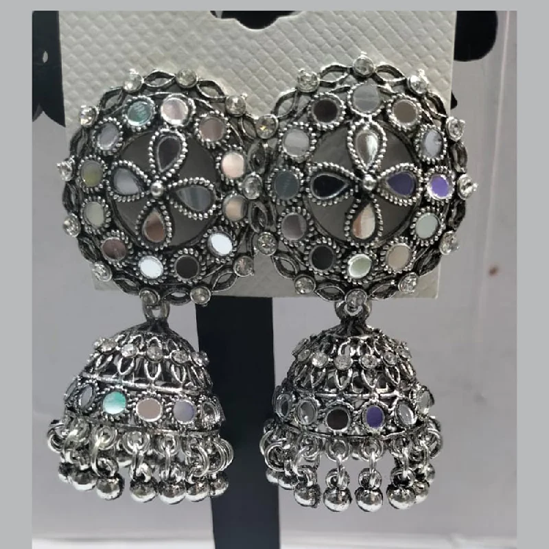 women sparkling drop earrings -Manisha Jewellery Oxidised Plated Mirror Jhumki Earrings