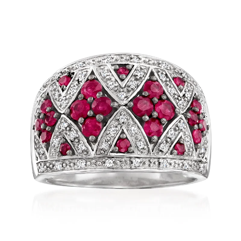 custom designed engagement rings -Ross-Simons Ruby and . Diamond Dome Ring in Sterling Silver