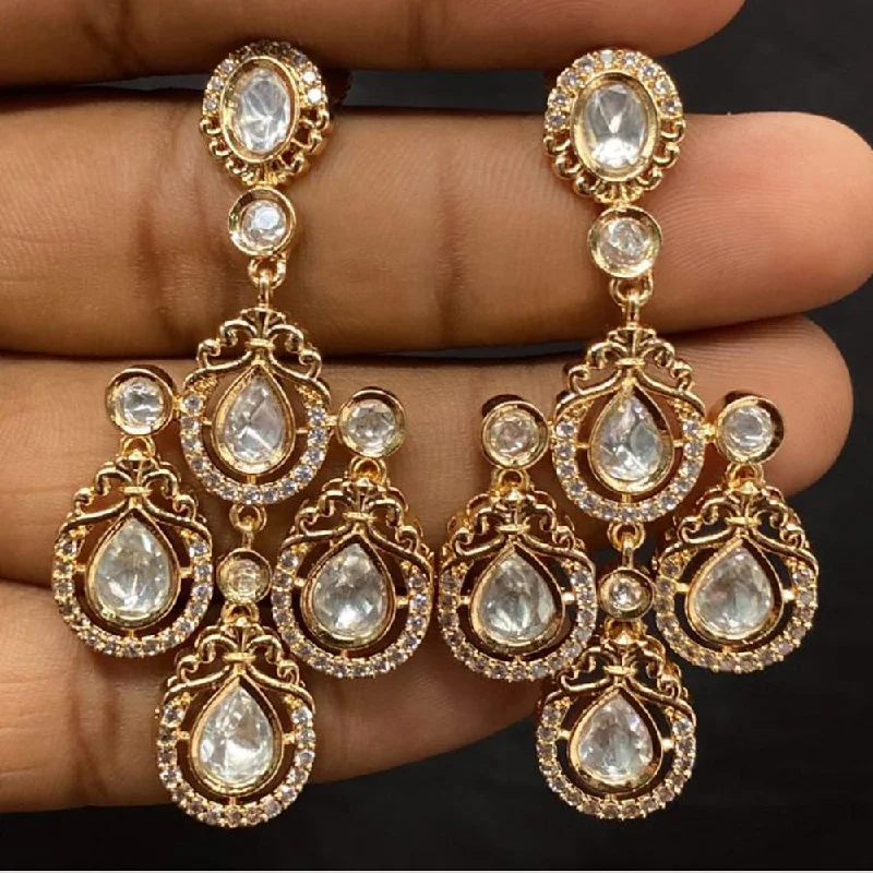 women diamond stud earrings -Amoliya Jewels Gold Plated Kundan Stone  Dangler Earrings