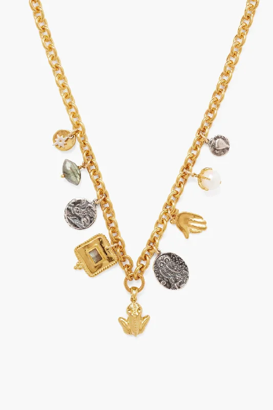 women animal pendant necklaces -Artemis Charm Necklace Gold Mix