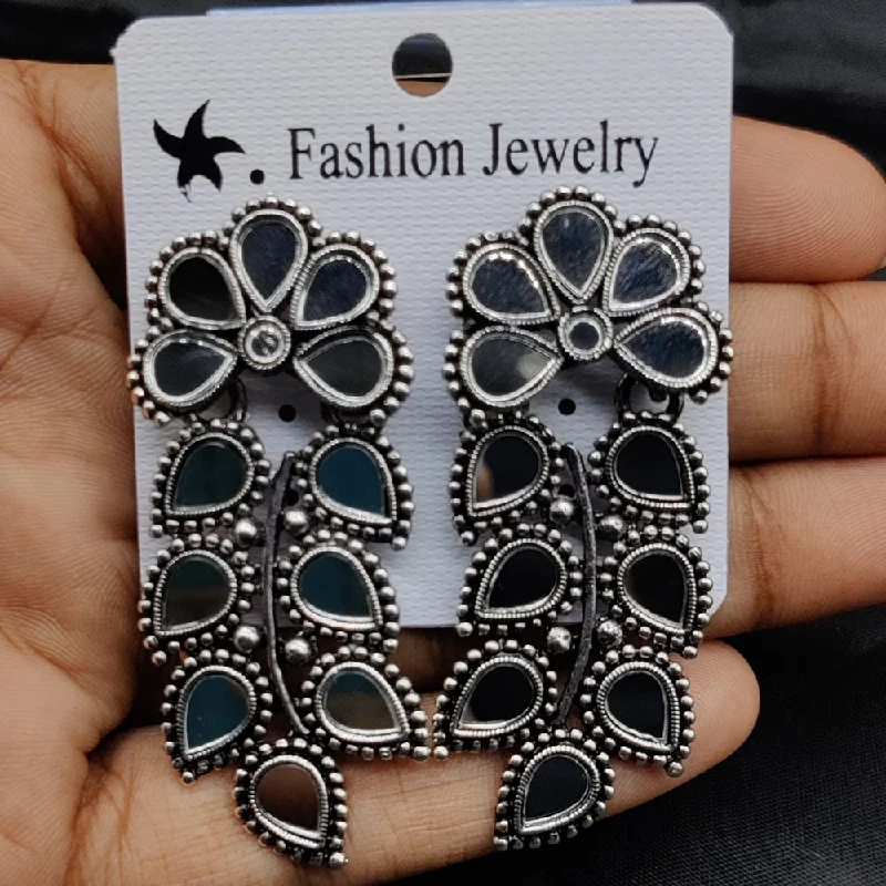 women infinity earrings -Manisha Jewellery Oxidised Plated Mirror Dangler Earrings