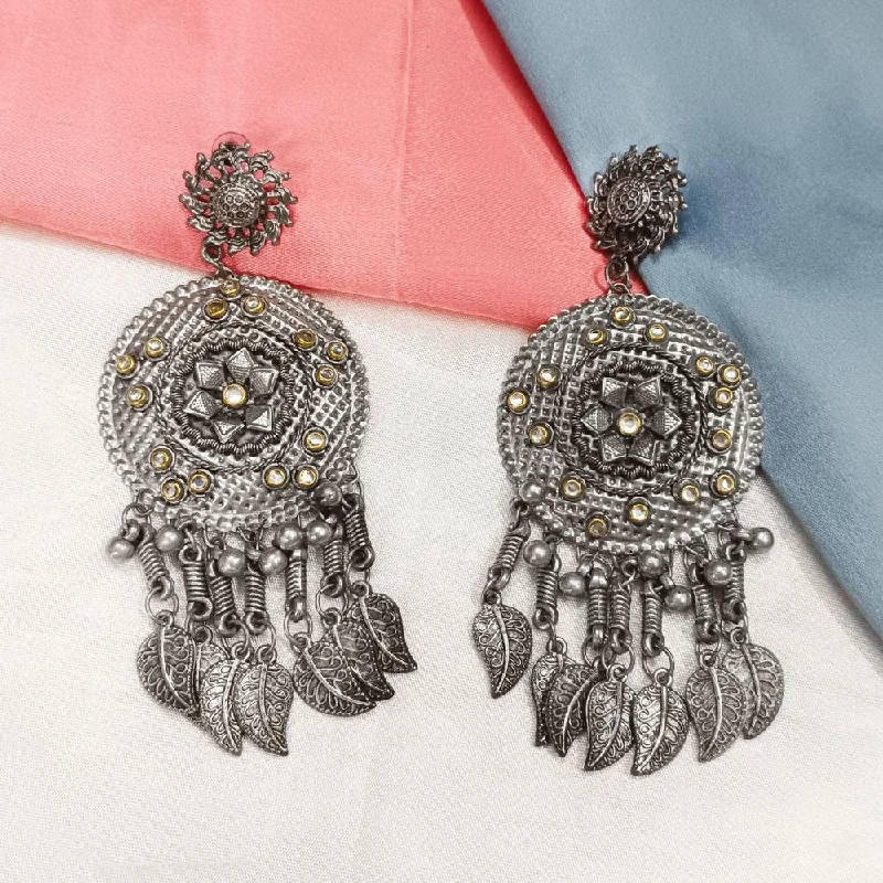 women gold earrings -Bhavi Oxidised Plated Dangler Earrings