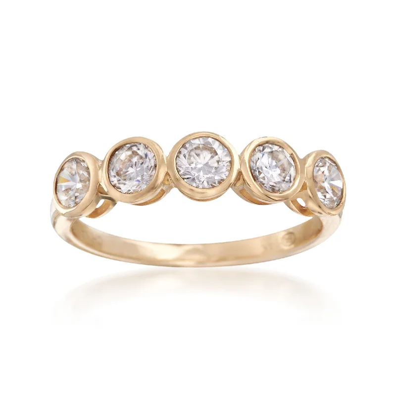 luxury engagement rings -Ross-Simons Bezel-Set CZ Ring in 14kt Yellow Gold